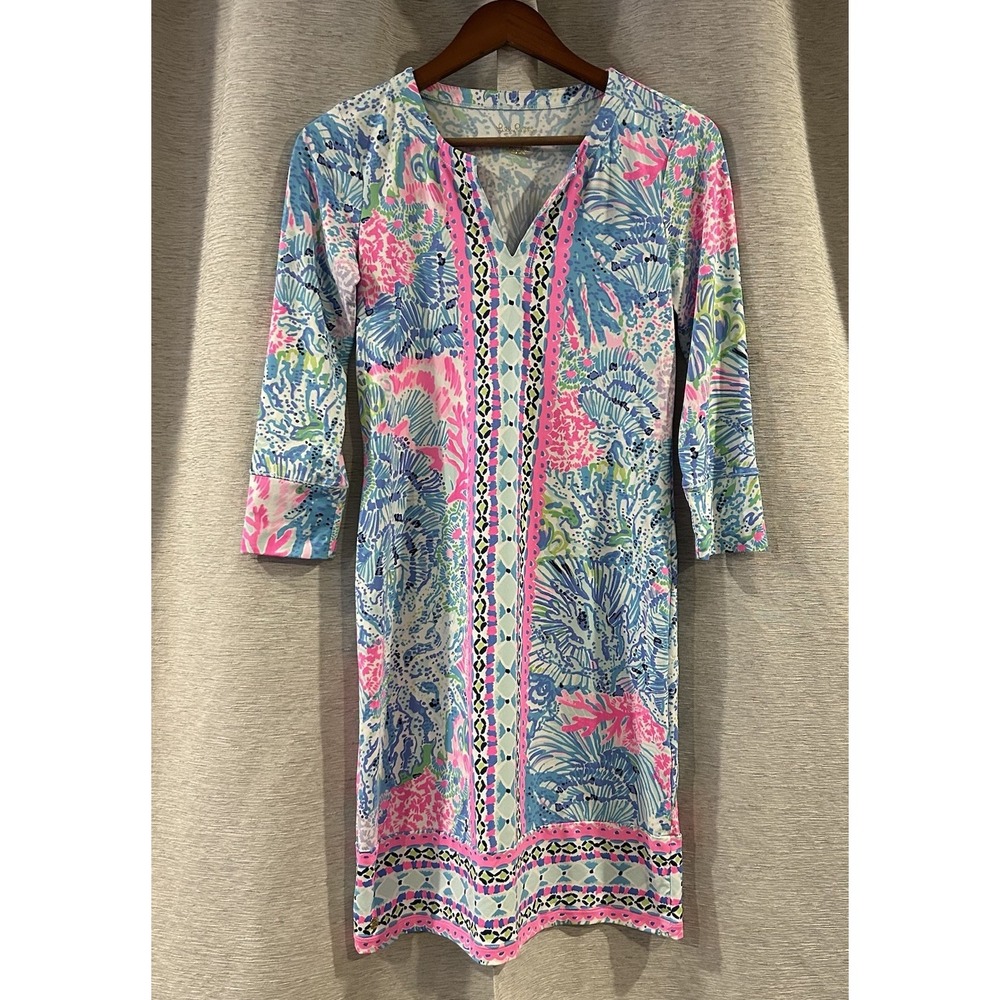 Lilly Pulitzer UPF 50+ Nadine Dress Lilly's Favorite Things Chilly Lilly Size XS